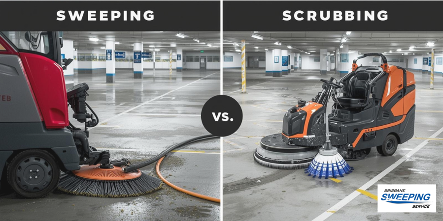 Car Park Sweeping vs Scrubbing: What’s the Difference